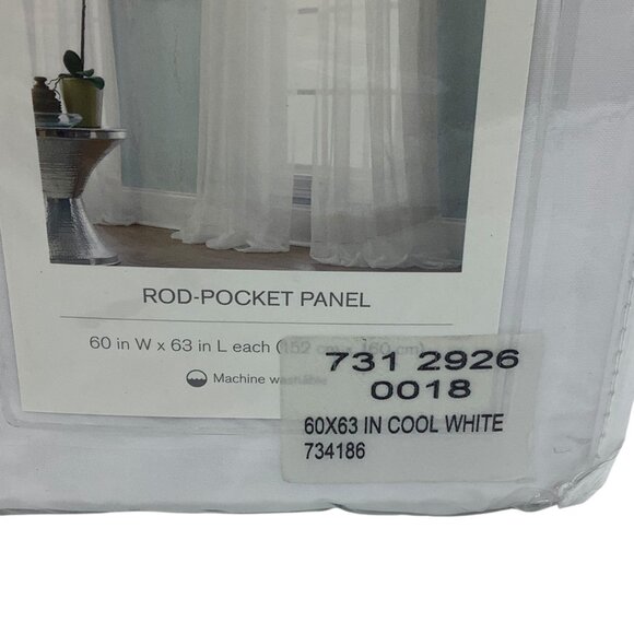 Liz Claiborne Lisette Rod-Pocket Panel 63" Length 60"x63" Cool White NEW NWT - Picture 3 of 6